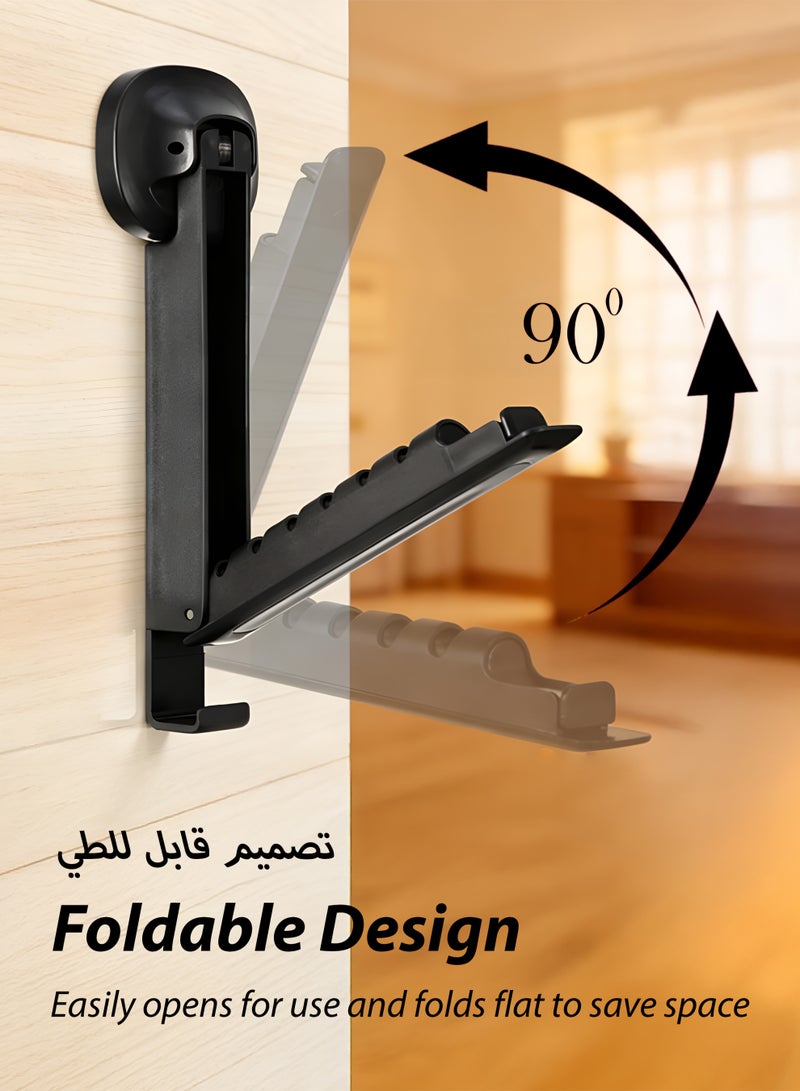 توشيونيكس رف تجفيف ملابس تلسكوبي مزود بكوب شفط - حامل ملابس قابل للطي يُثبت على الحائط، قابل للتعديل من 22.3 إلى 34.7 سم، 6-12 فتحة، شفط قوي، منظم ملابس محمول للحمام والسفر بدون حفر (رمادي/أبيض) - Image 2